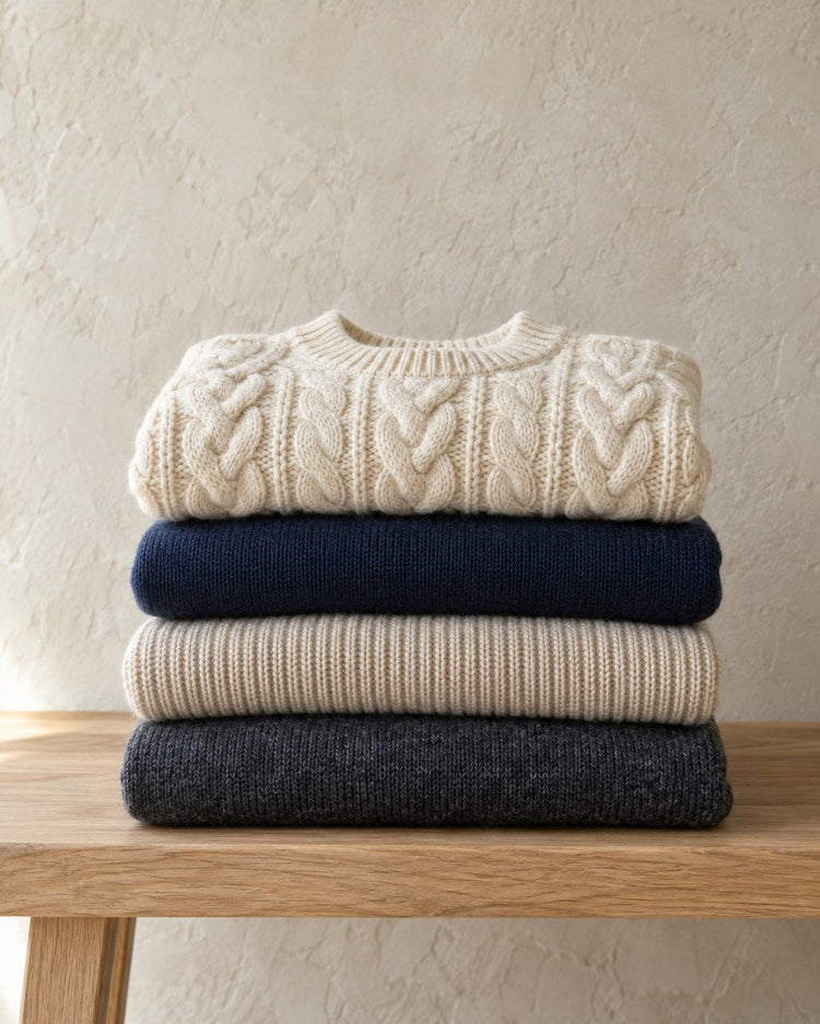Folded knit sweaters
