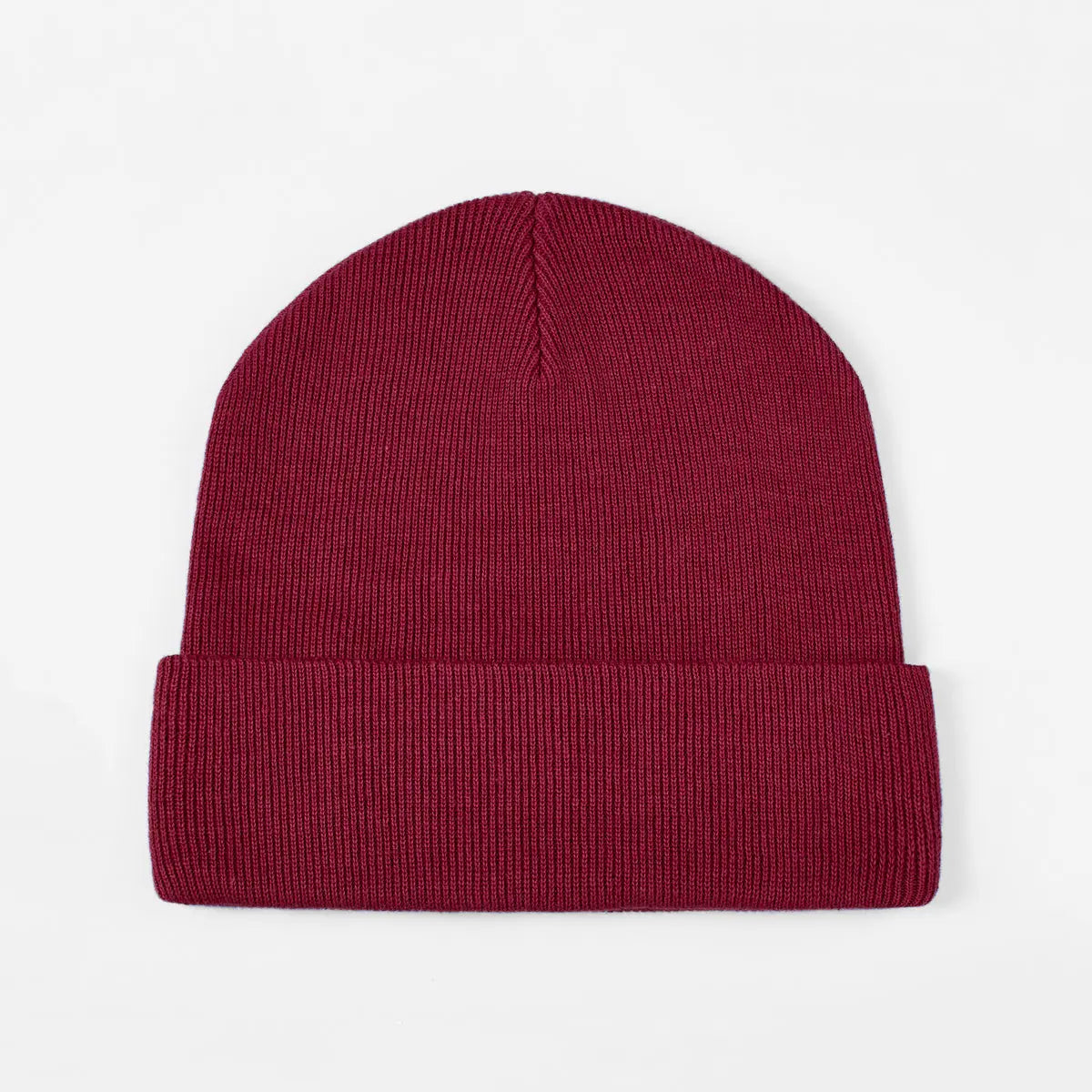 Organic Cotton Rib Beanie in Wine, side