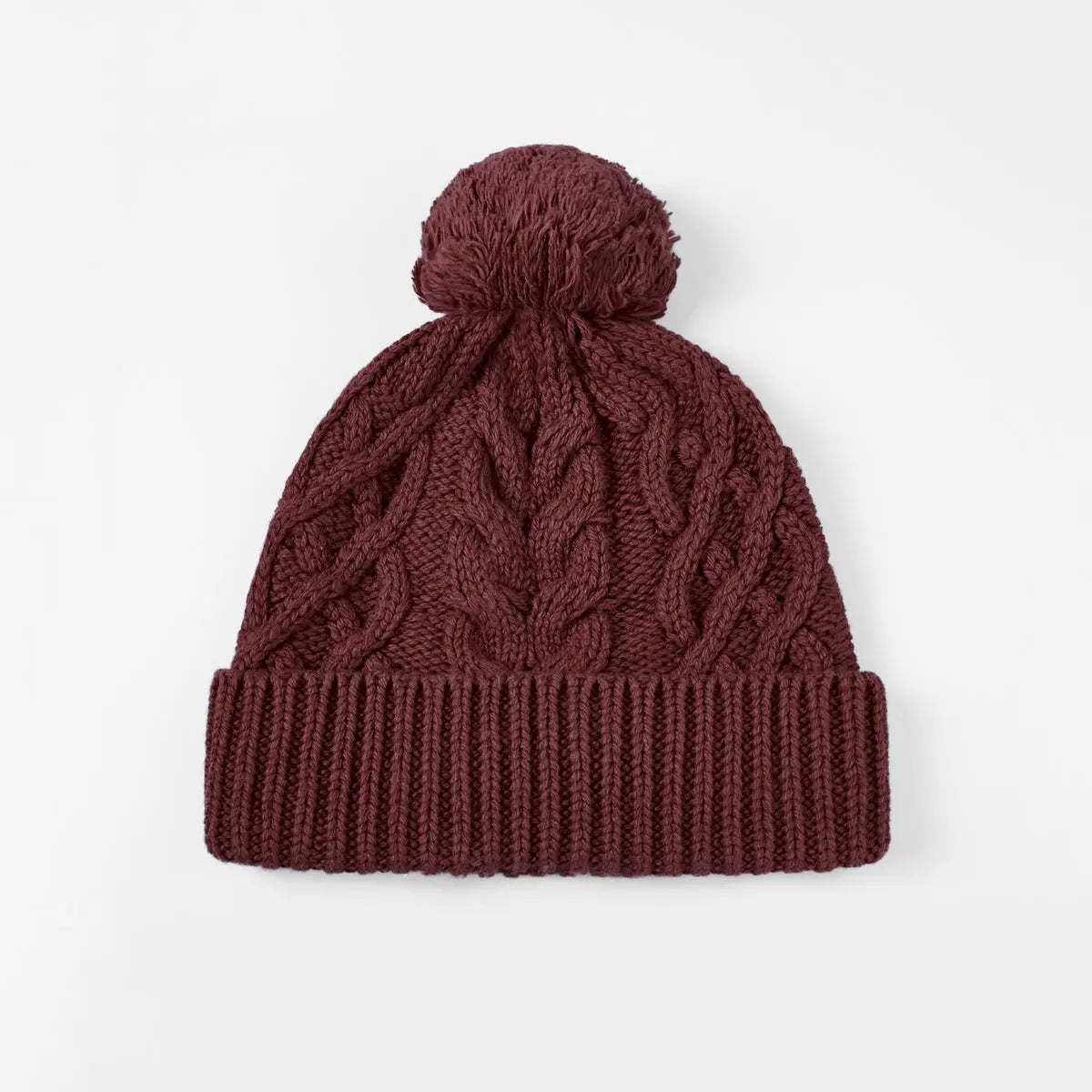 Cable Knit Pom Beanie in Caramel