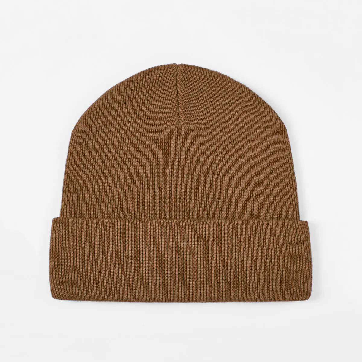 Organic Cotton Rib Beanie in Caramel, side