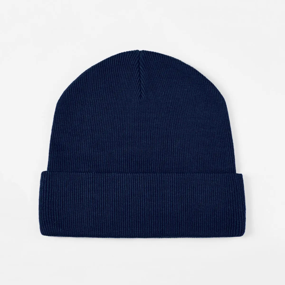Organic Cotton Rib Beanie in Navy, side