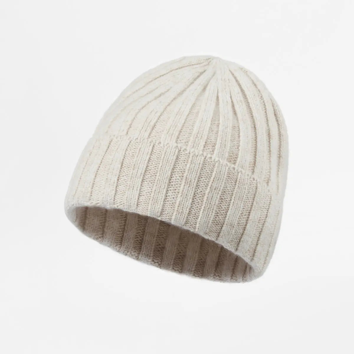 Merino & Cashmere Rib Beanie in Oat