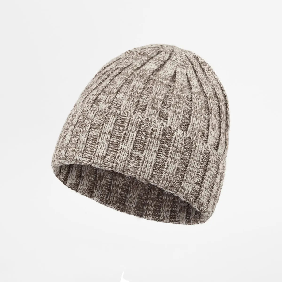 Merino & Cashmere Rib Beanie in Camel