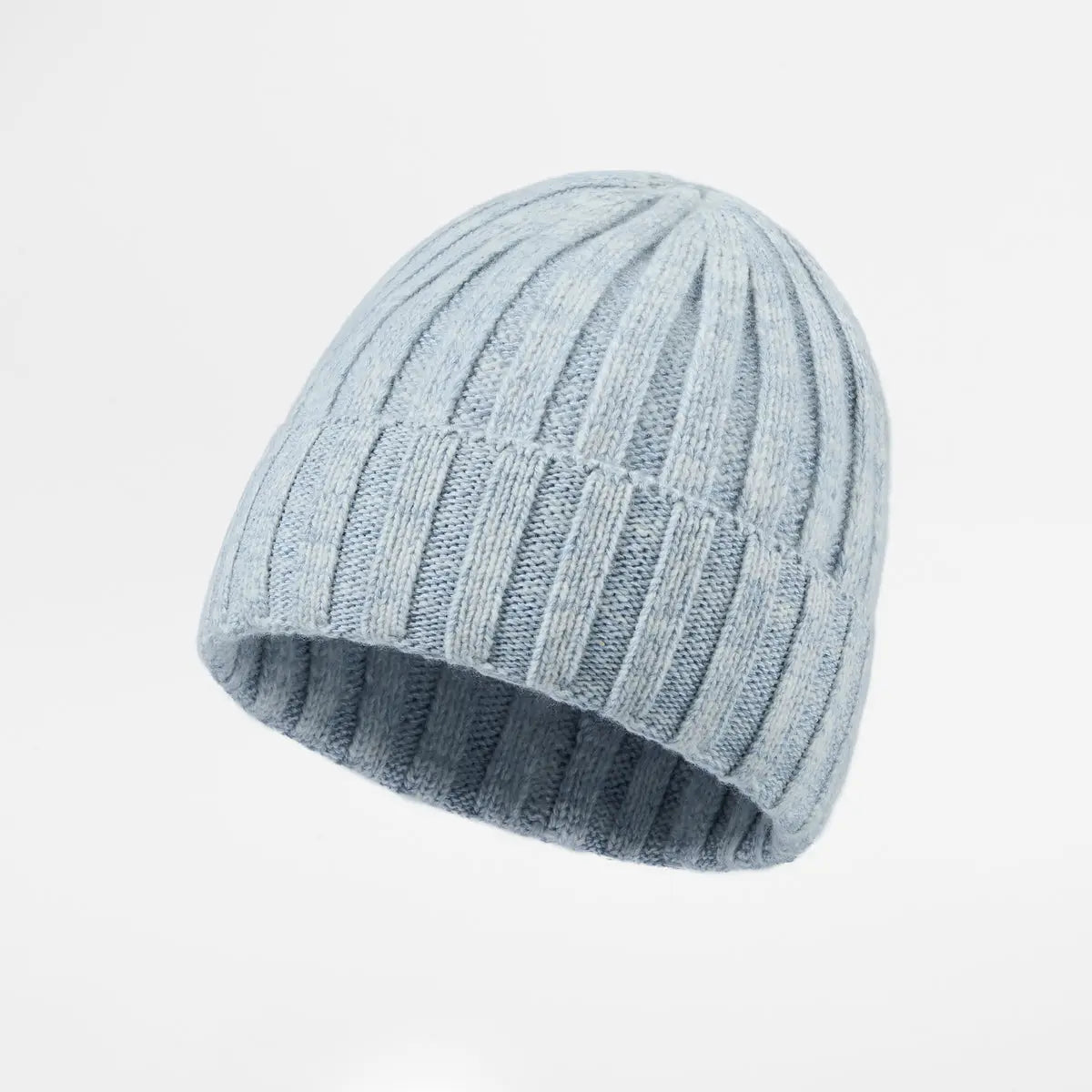 Merino & Cashmere Rib Beanie in Slate Blue