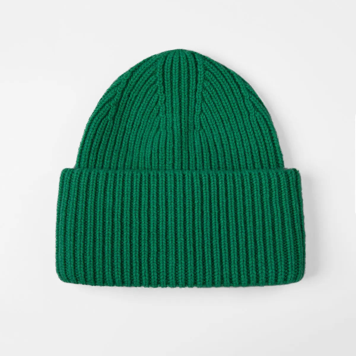 High Cuff Merino Beanie in Dark Green