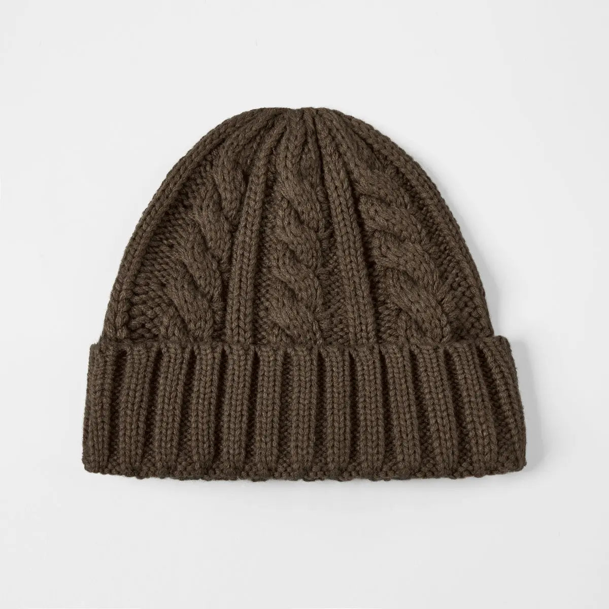 Cable Knit Beanie in Coffee
