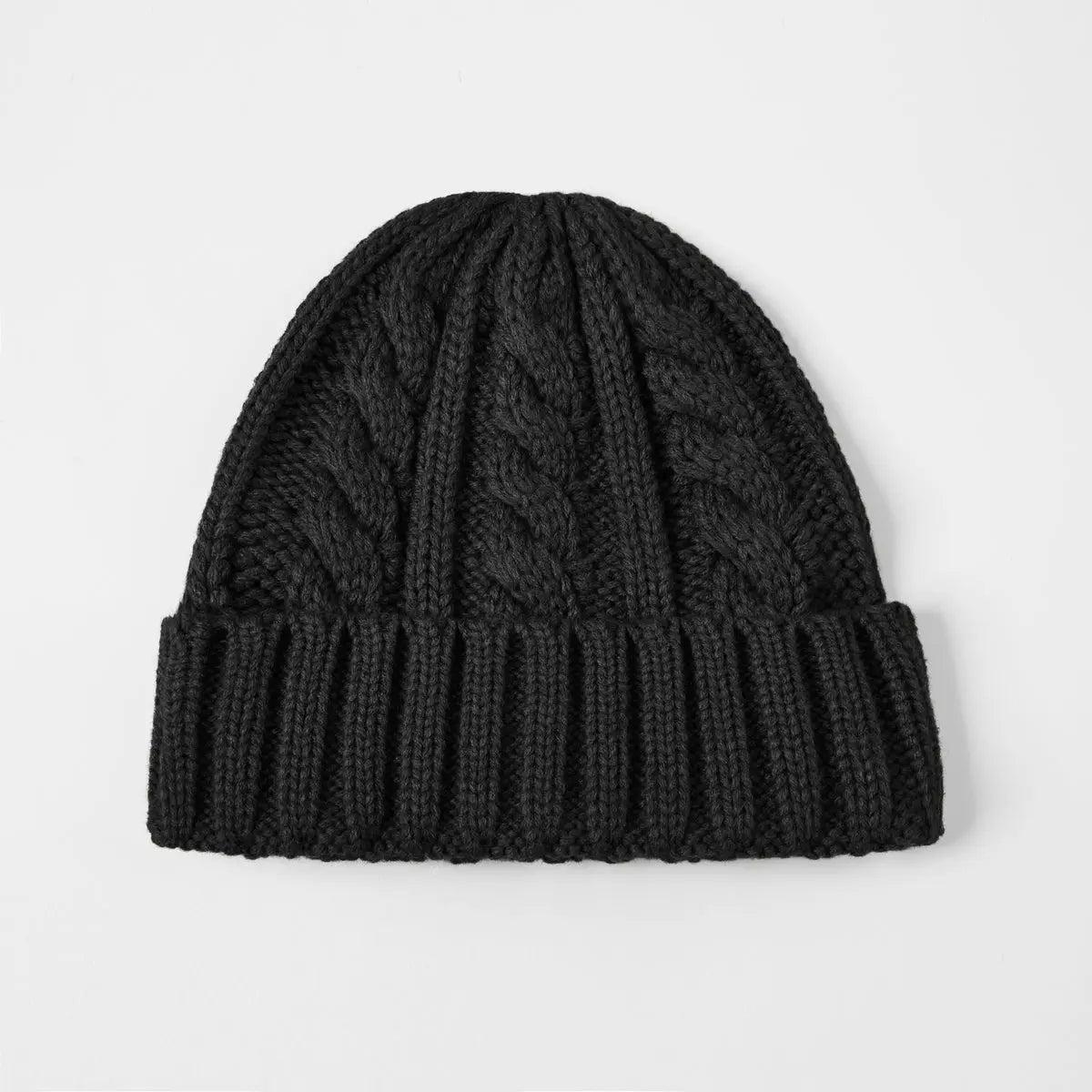 Cable Knit Beanie in Black