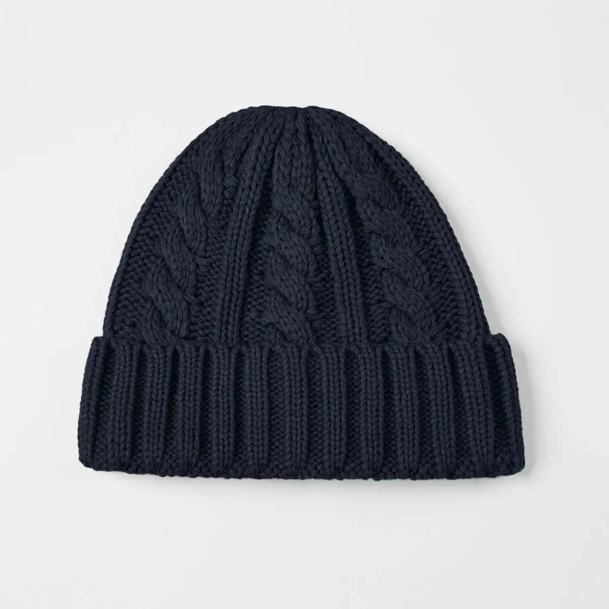 Cable Knit Beanie in Navy