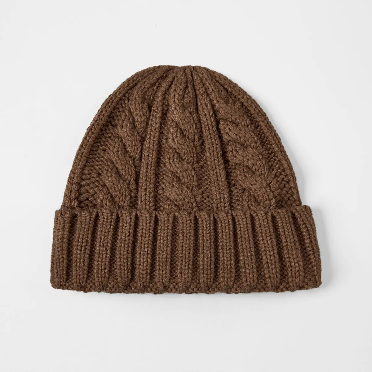 Cable Knit Beanie in Caramel