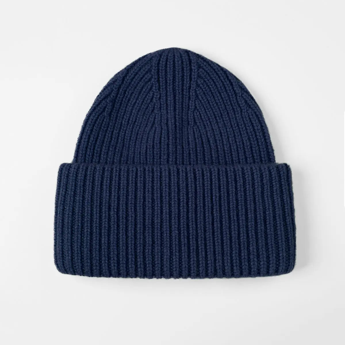 High Cuff Merino Beanie in Navy