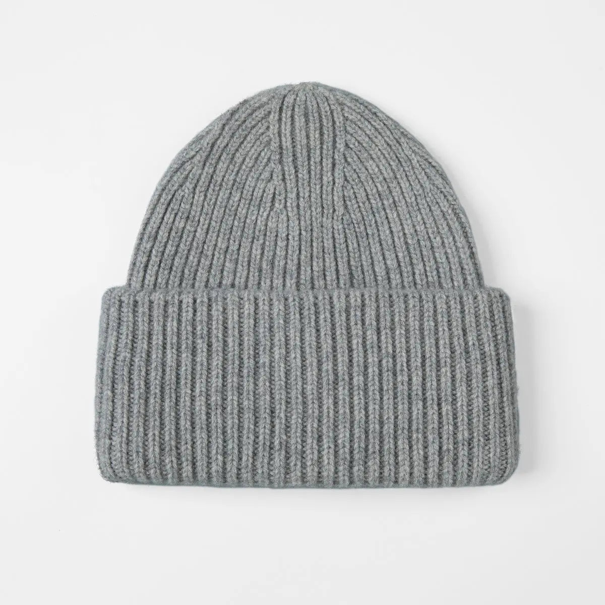 High Cuff Merino Beanie in Grey