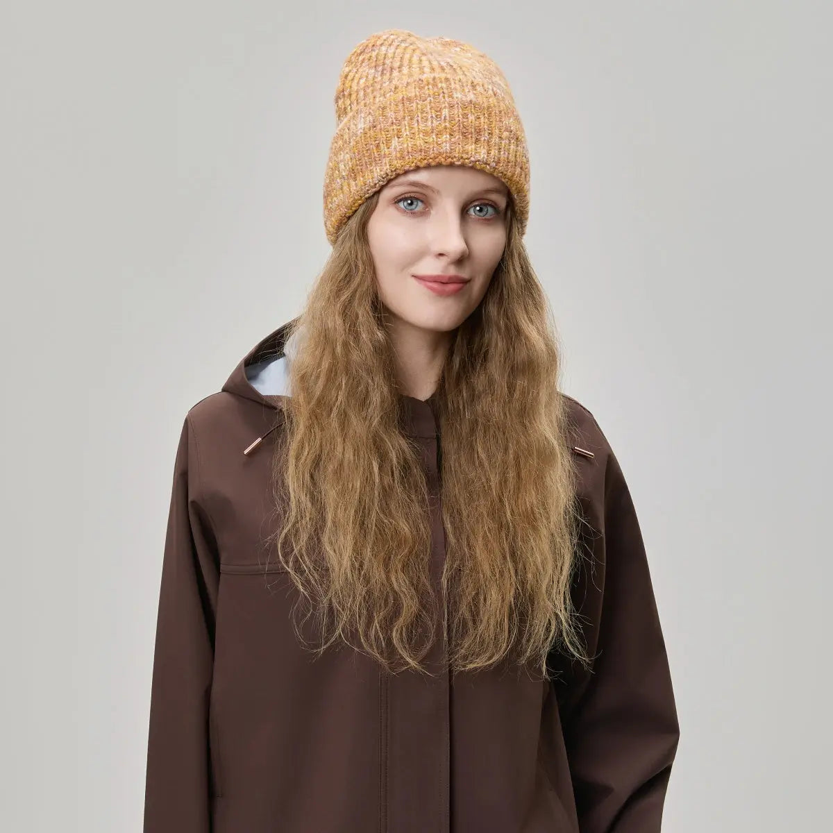 Brushed Mohair Blend Beanie, worn