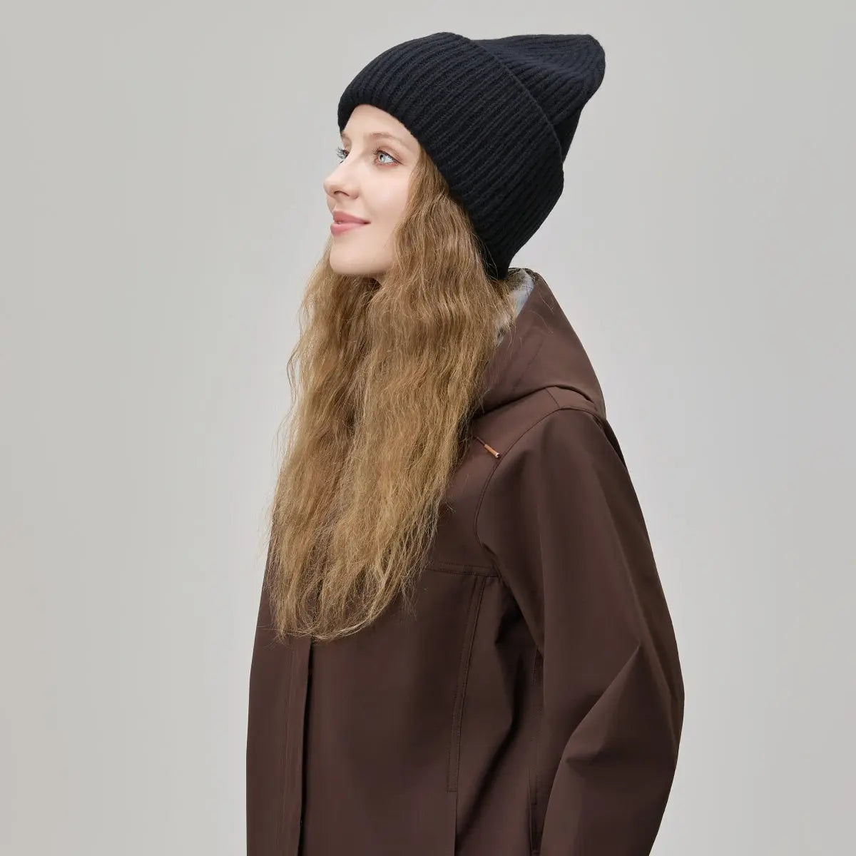 High Cuff Merino Beanie, worn