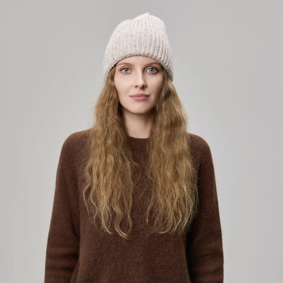 Flecked Wool Pom Beanie, worn