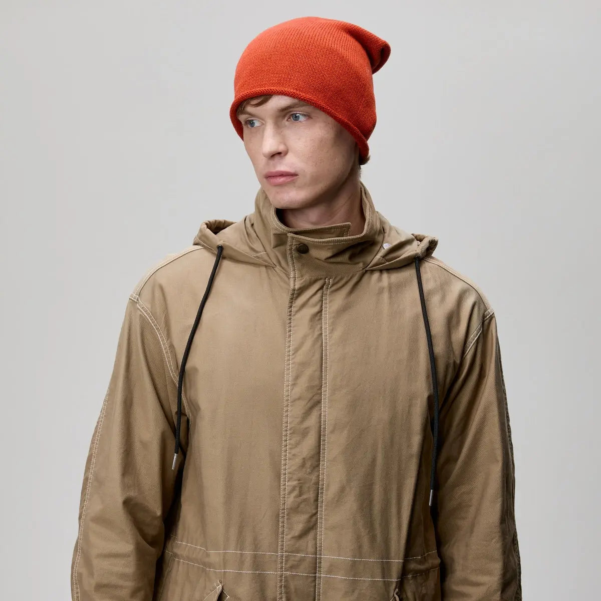 Merino Blend Slouch Beanie, worn