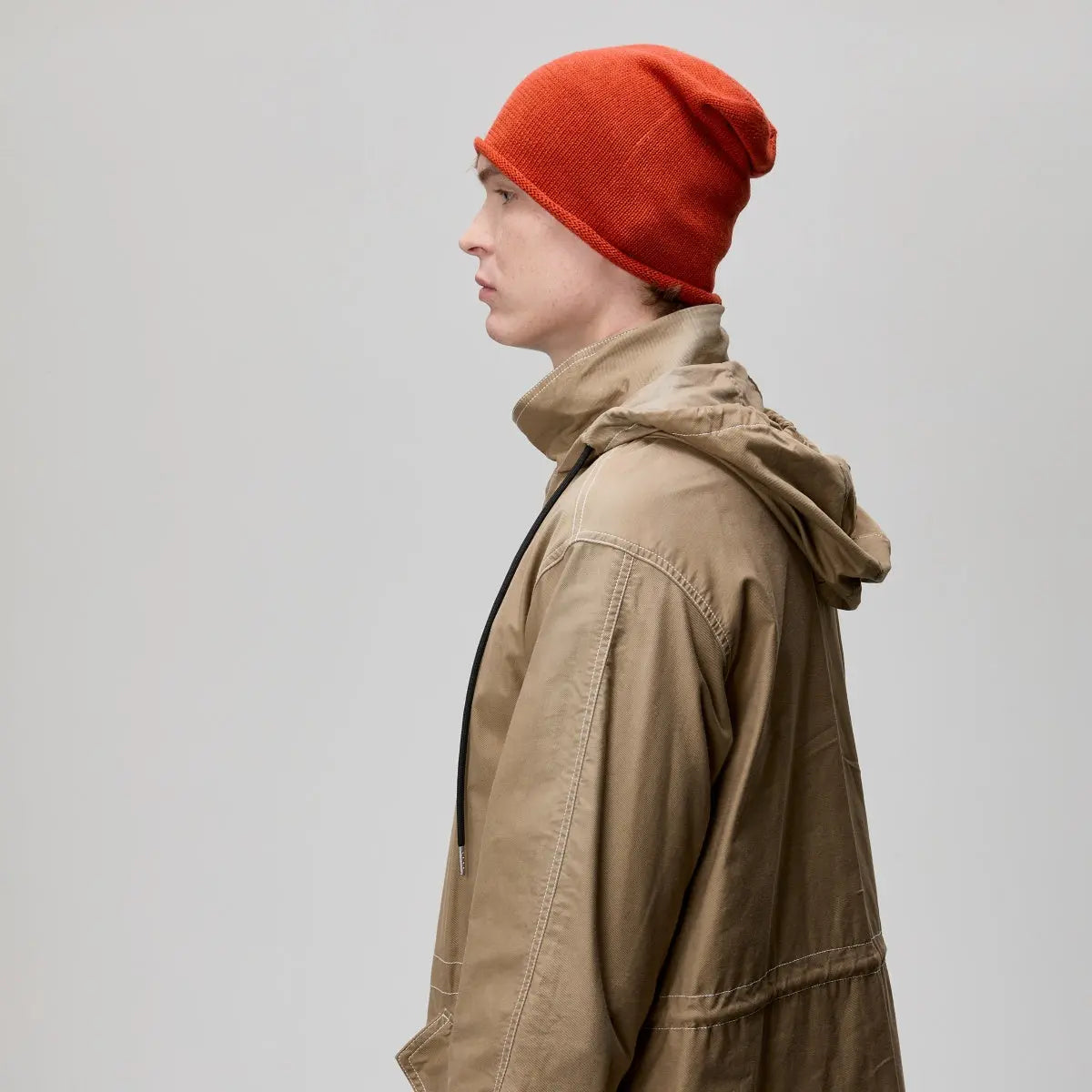 Merino Blend Slouch Beanie, worn