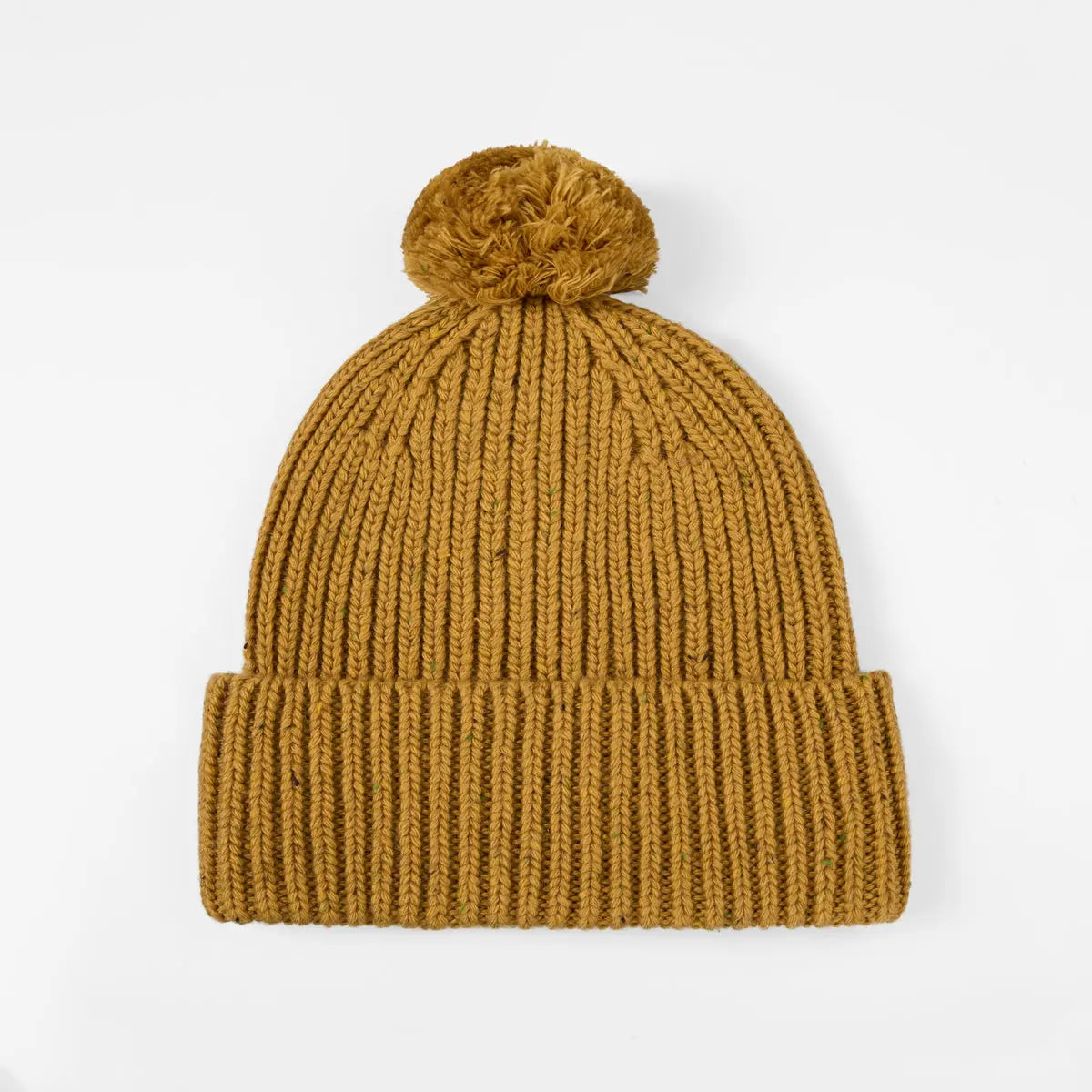 Flecked Wool Pom Beanie in Ginger