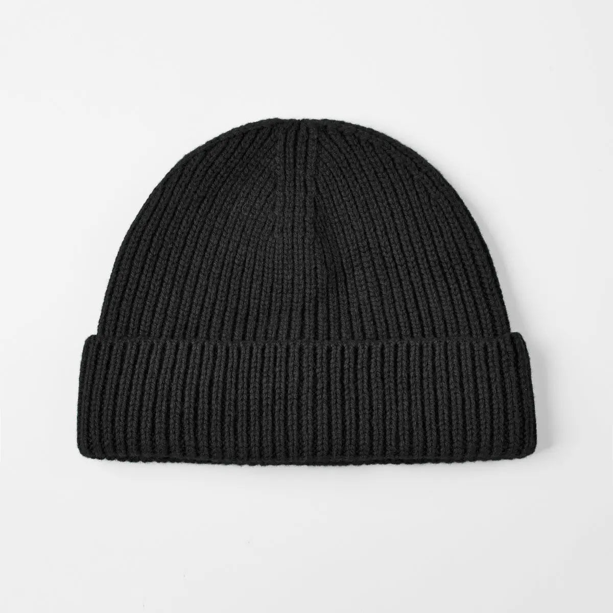 Merino Fisherman Beanie in Black, side