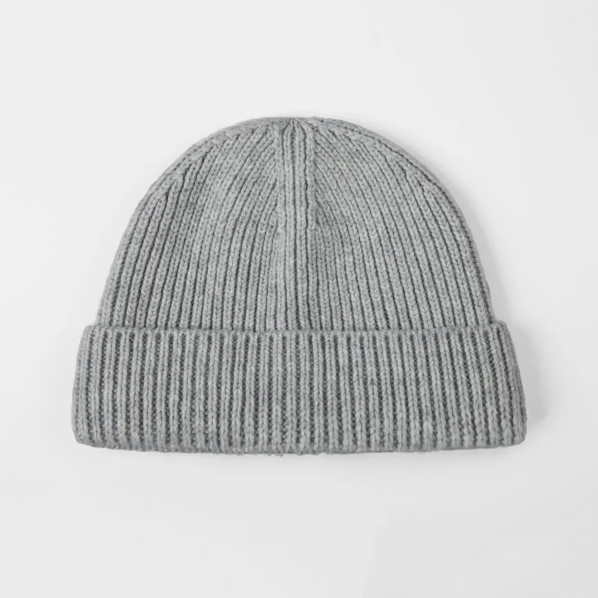 Merino Fisherman Beanie in Light Grey, side