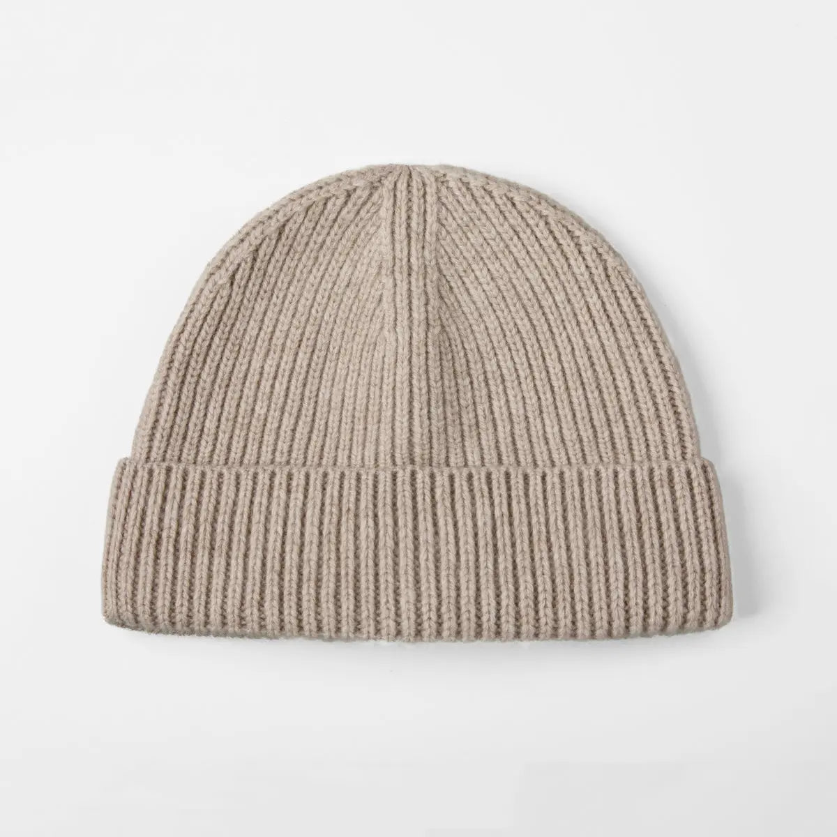 Merino Fisherman Beanie in Oat, side