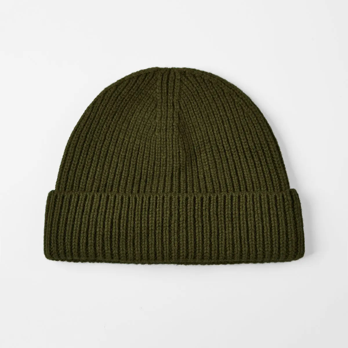 Merino Fisherman Beanie in Olive, side