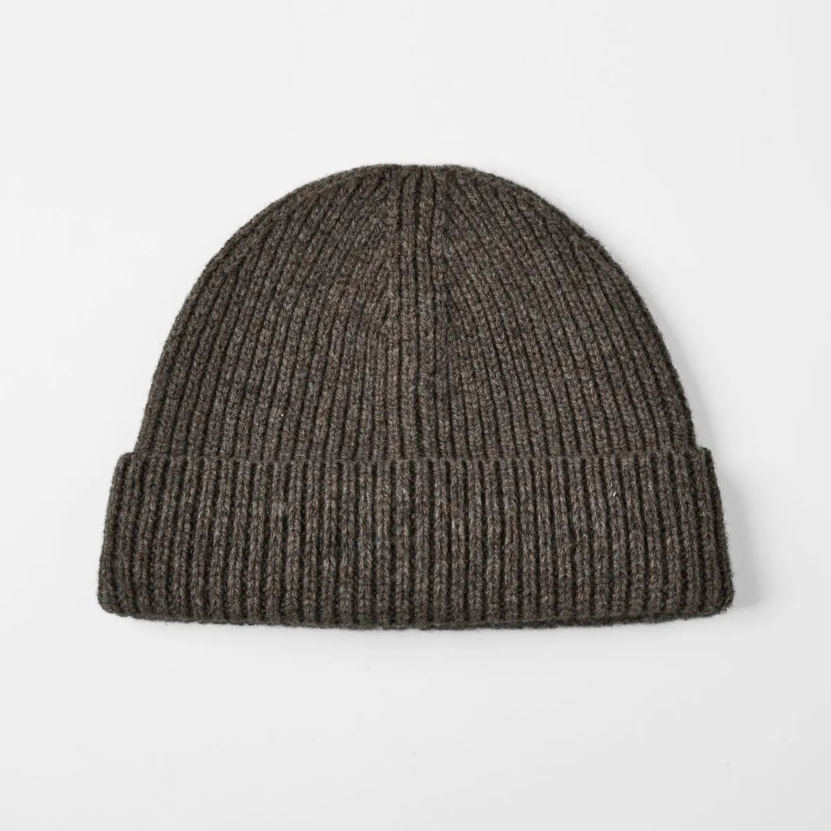 Merino Fisherman Beanie in Coffee, side
