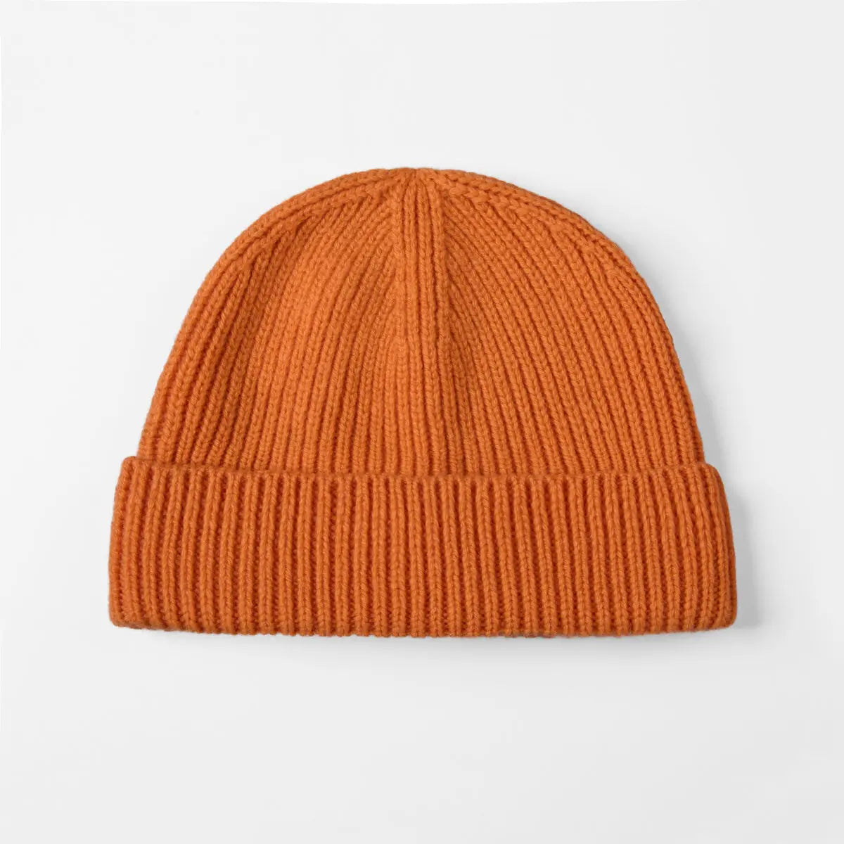 Merino Fisherman Beanie in Orange, side