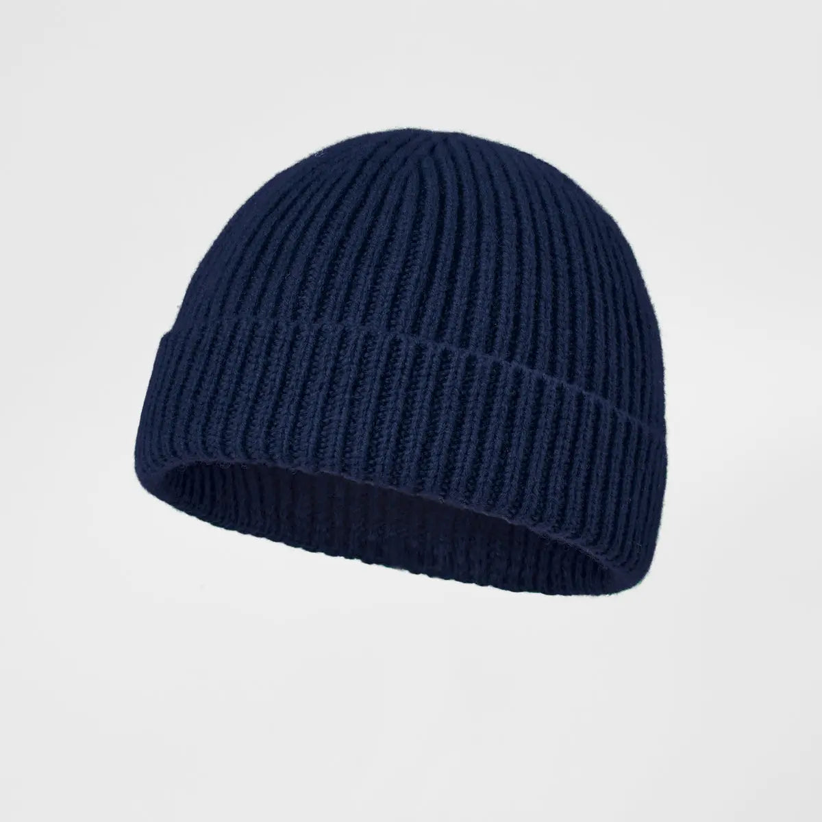 Merino Fisherman Beanie in Navy