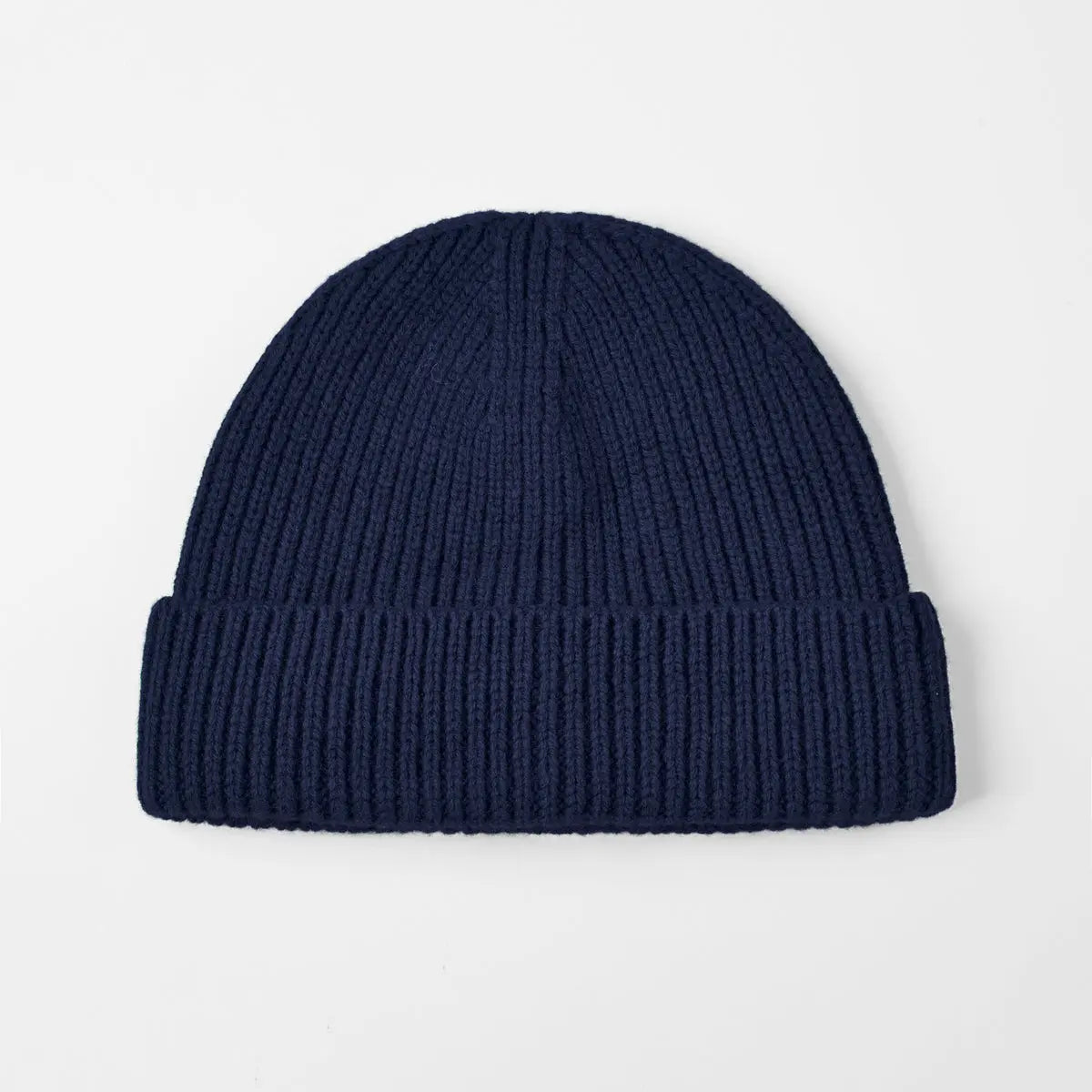 Merino Fisherman Beanie in Navy, side