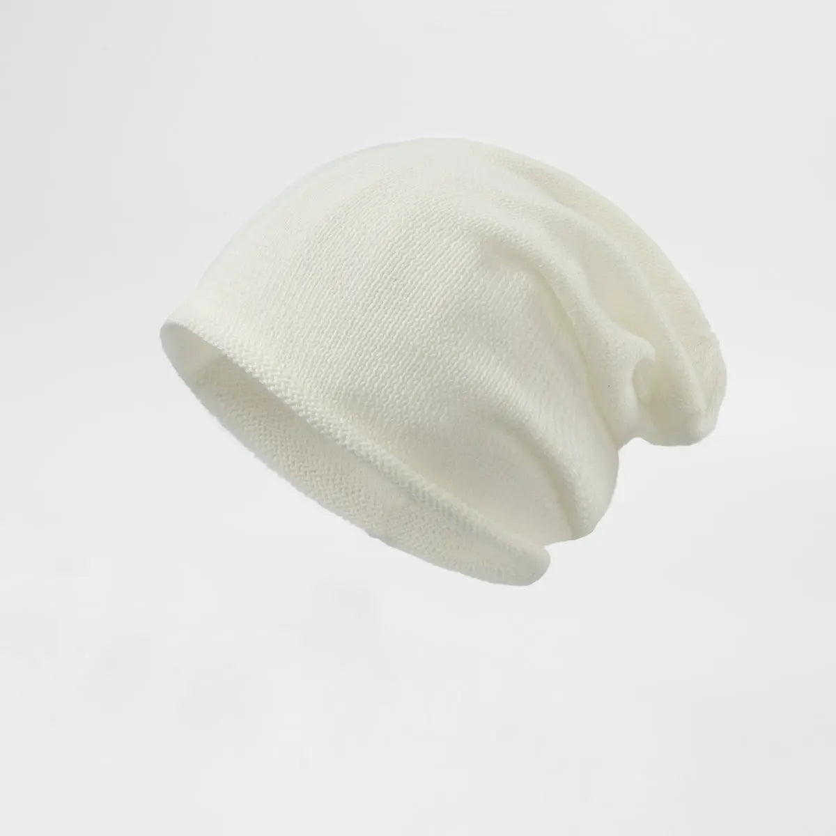 Merino Blend Slouch Beanie in Ivory