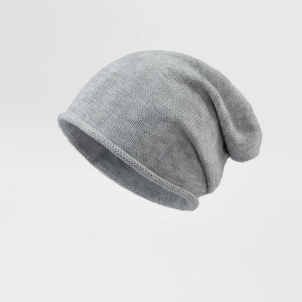 Merino Blend Slouch Beanie in Light Grey