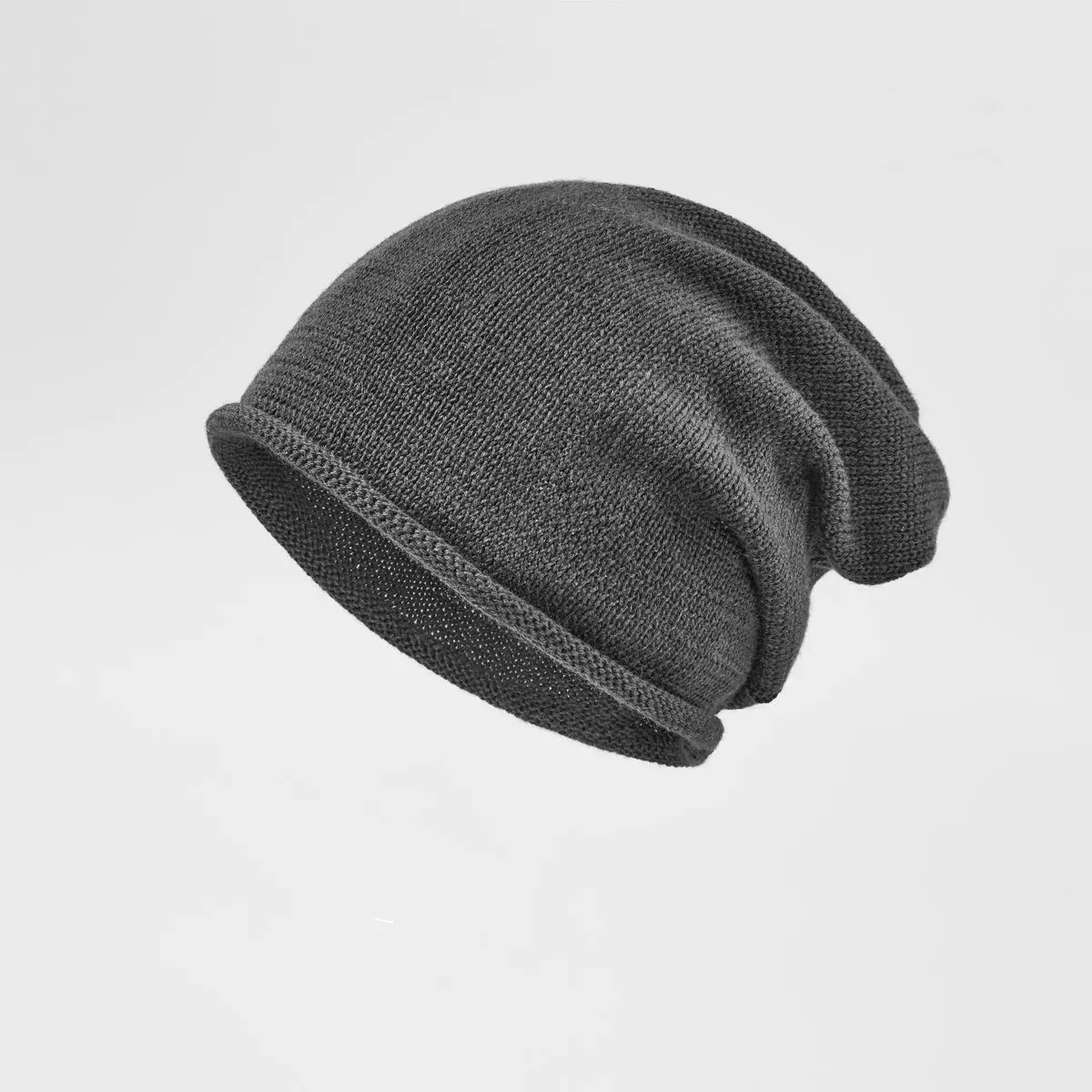 Merino Blend Slouch Beanie in Grey