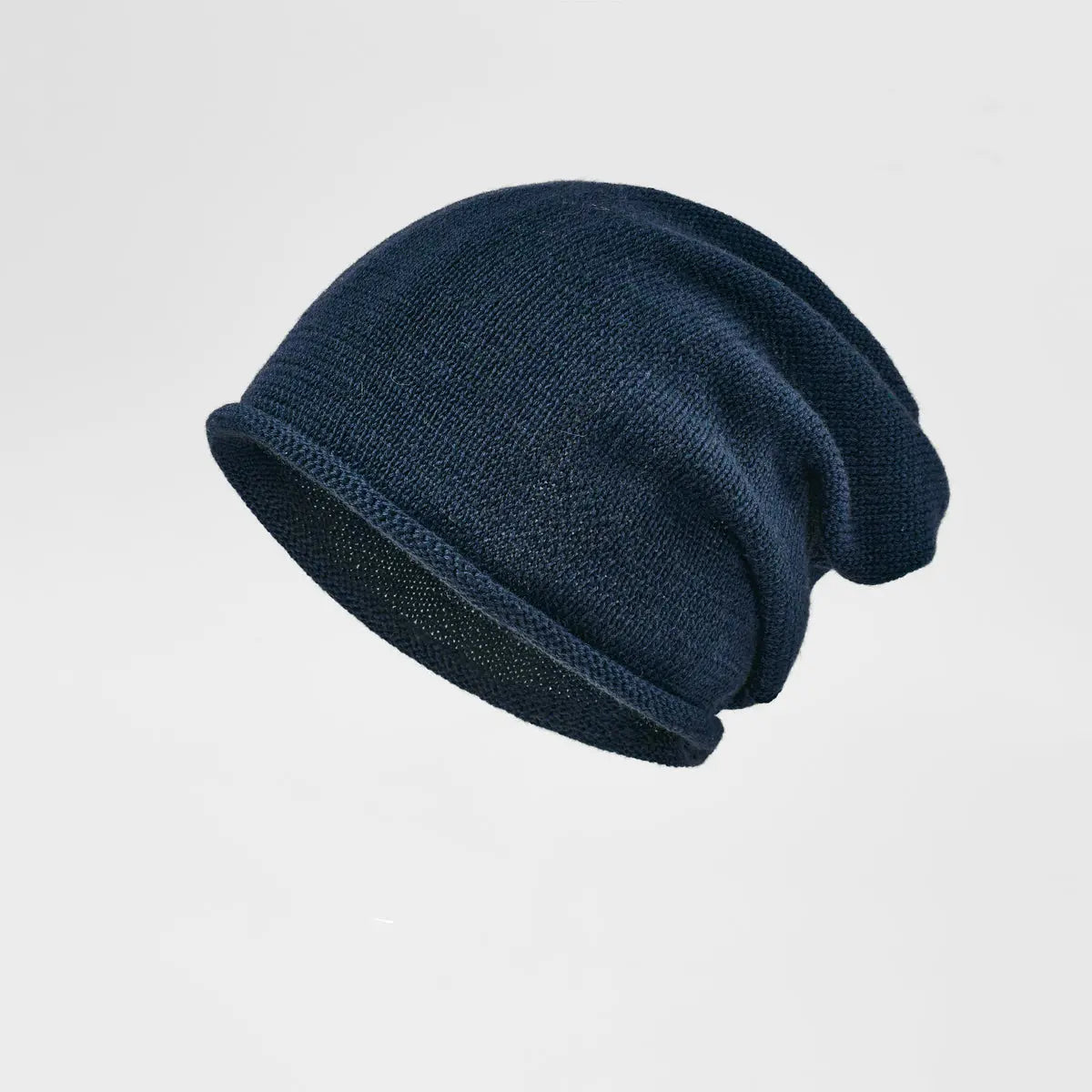 Merino Blend Slouch Beanie in Navy