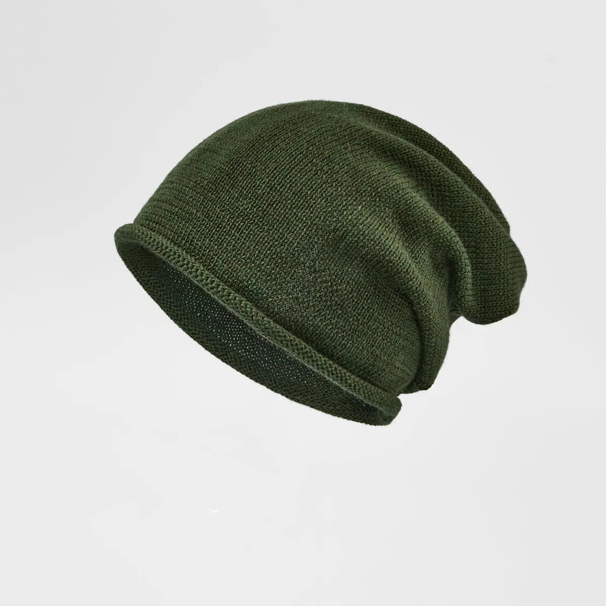 Merino Blend Slouch Beanie in Olive