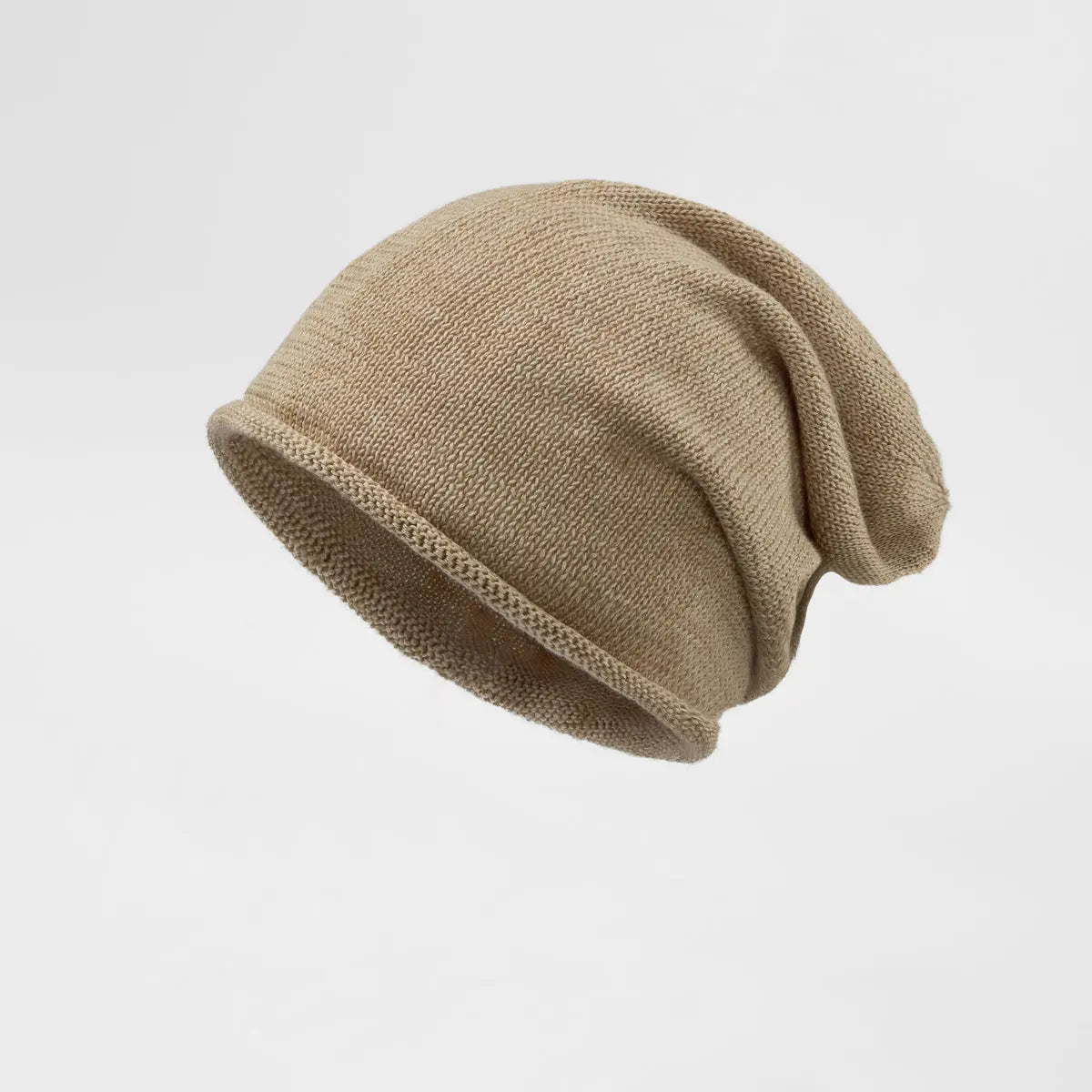 Merino Blend Slouch Beanie in Camel