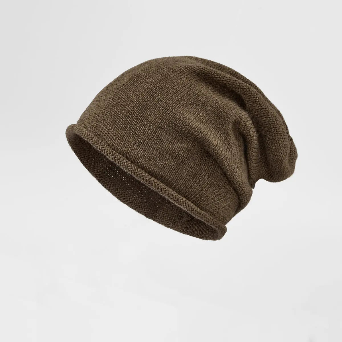 Merino Blend Slouch Beanie in Brown