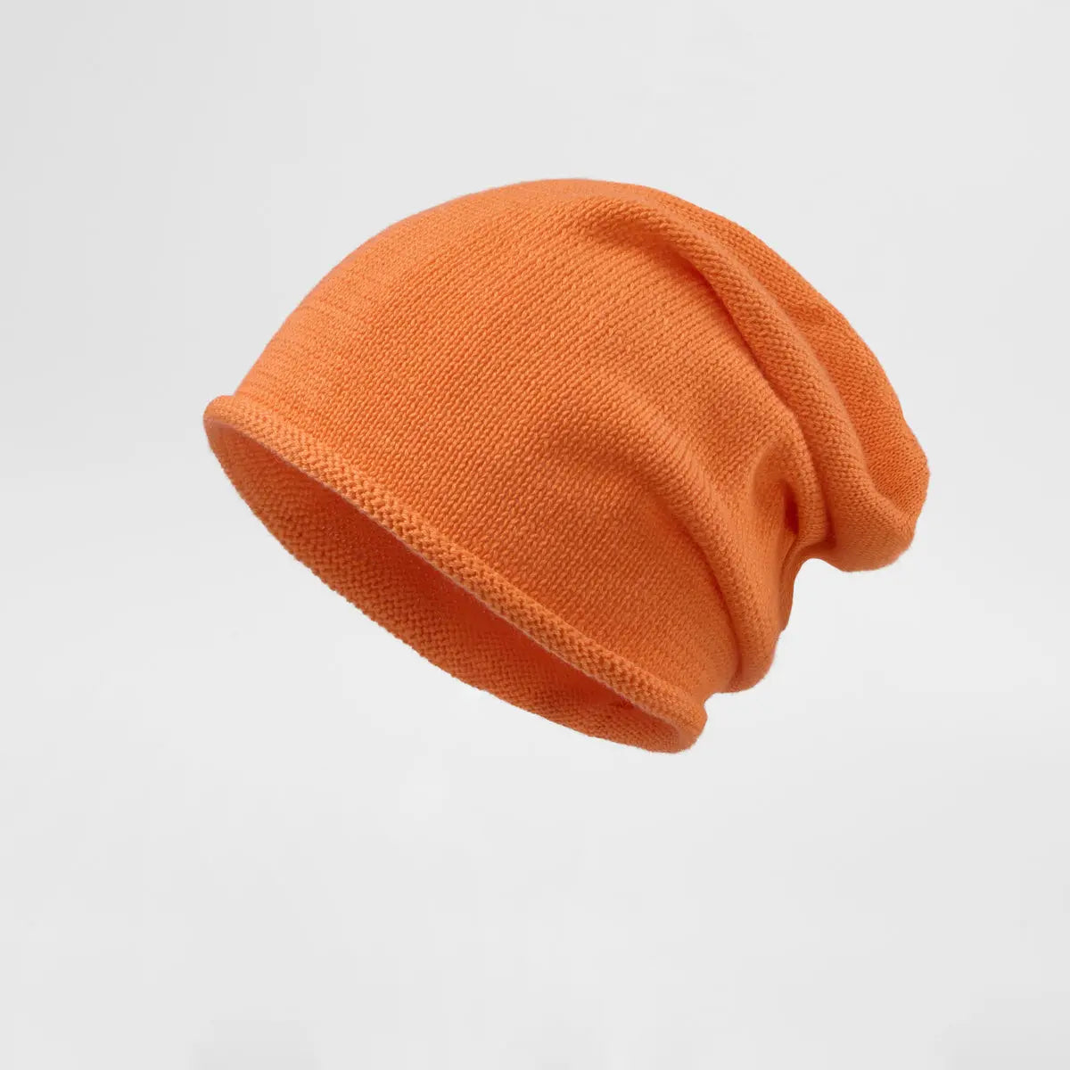 Merino Blend Slouch Beanie in Orange