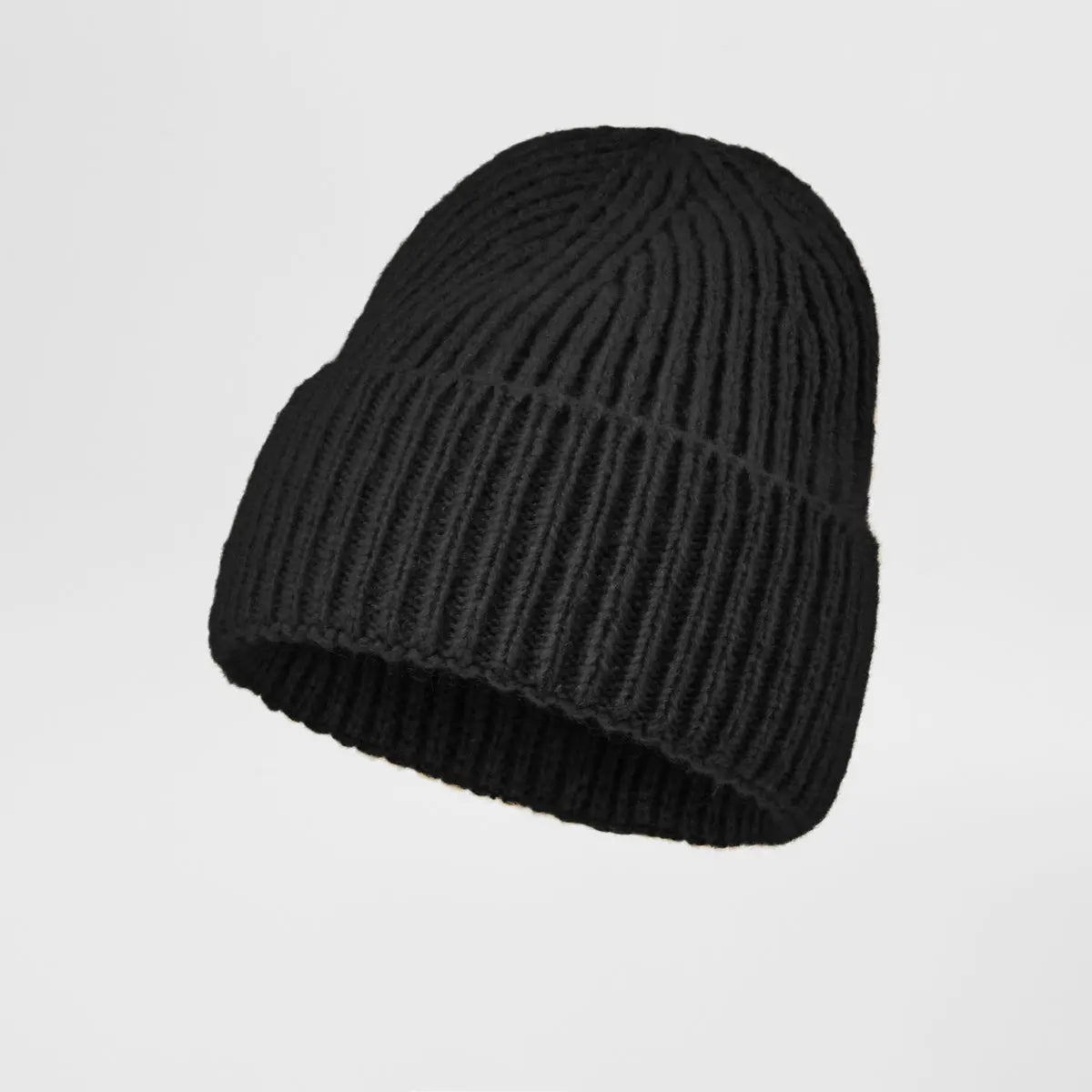 Brushed Mohair Blend Beanie in Black