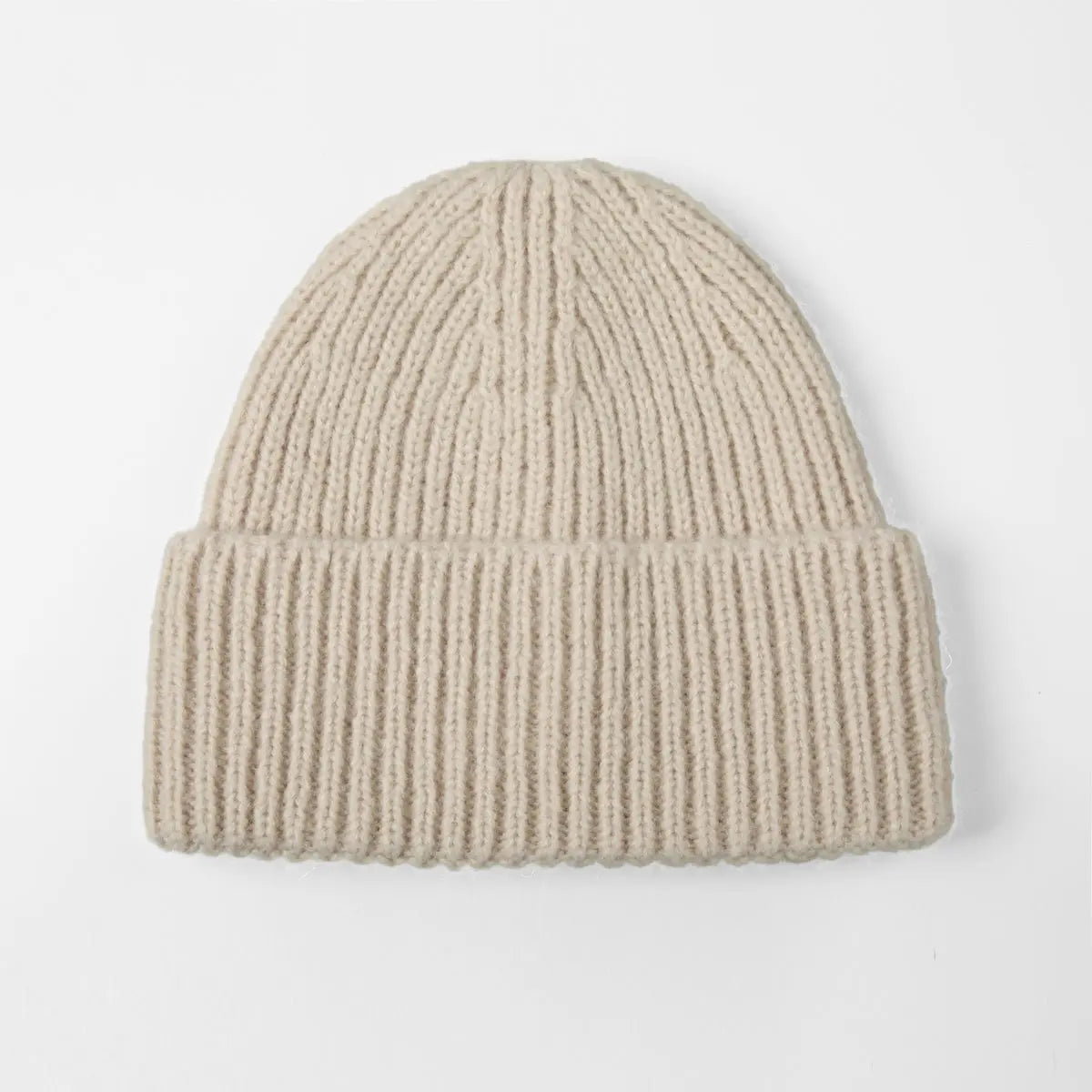 Brushed Mohair Blend Beanie in Oat, side
