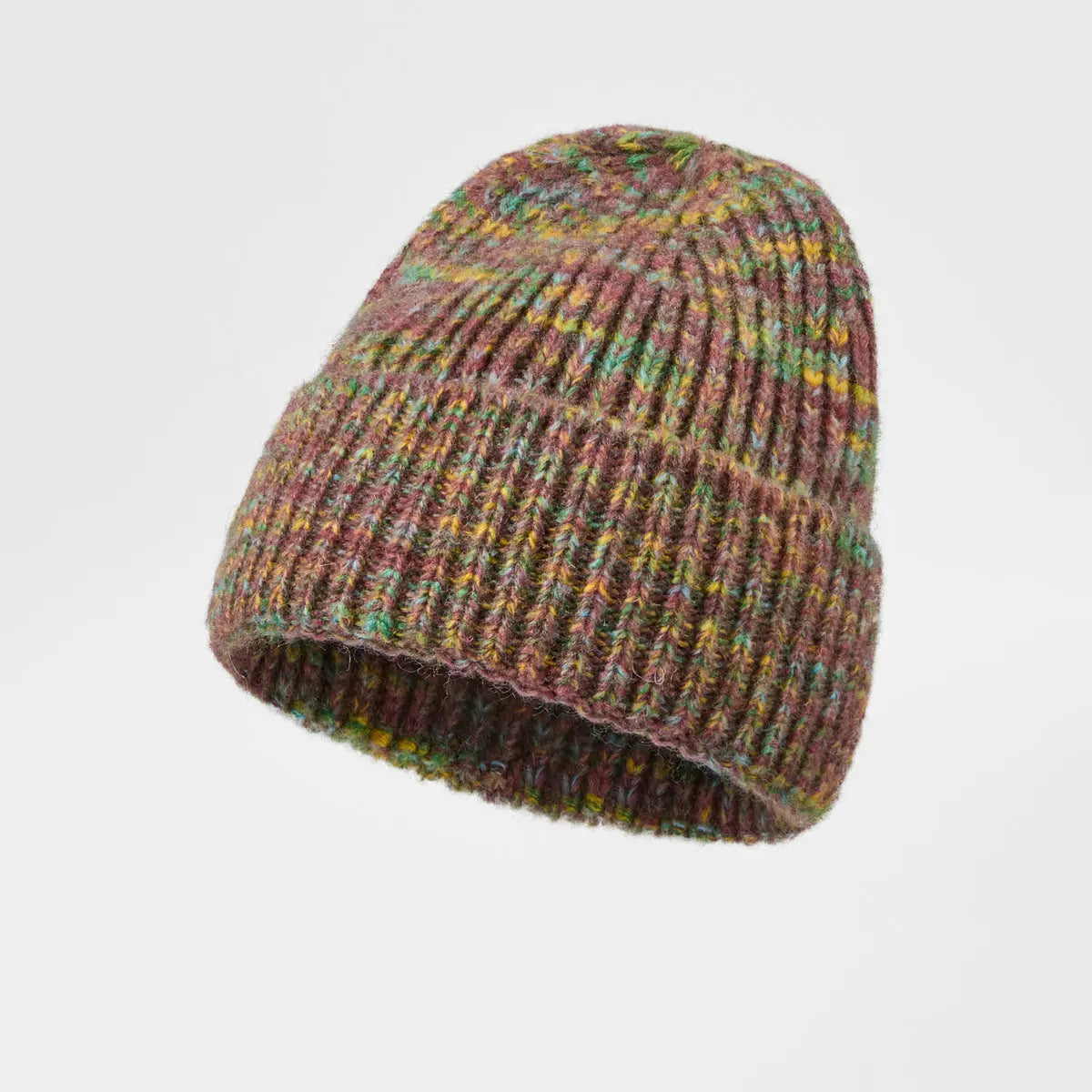 Brushed Mohair Blend Beanie in Moss Marl