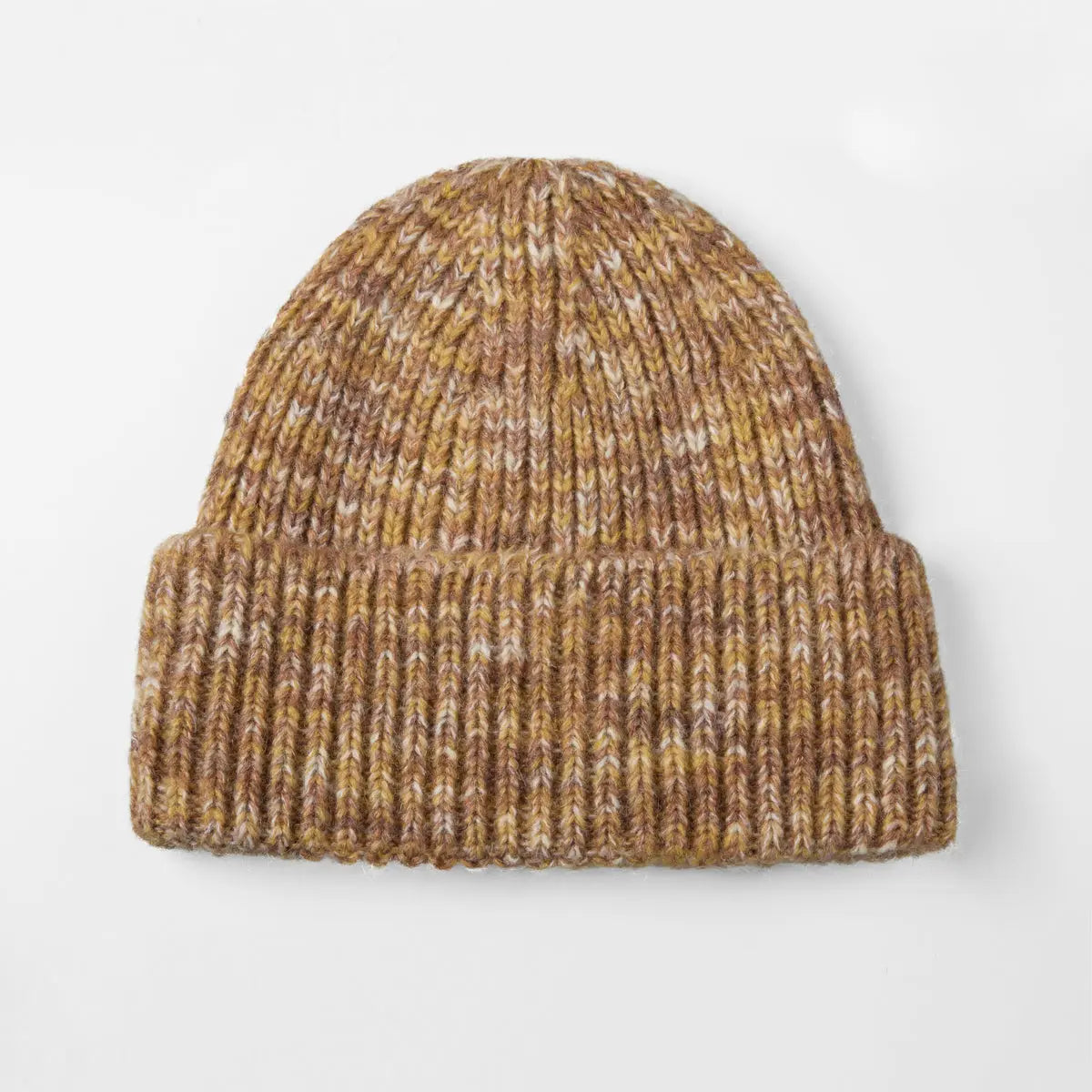Brushed Mohair Blend Beanie in Honey Marl, side
