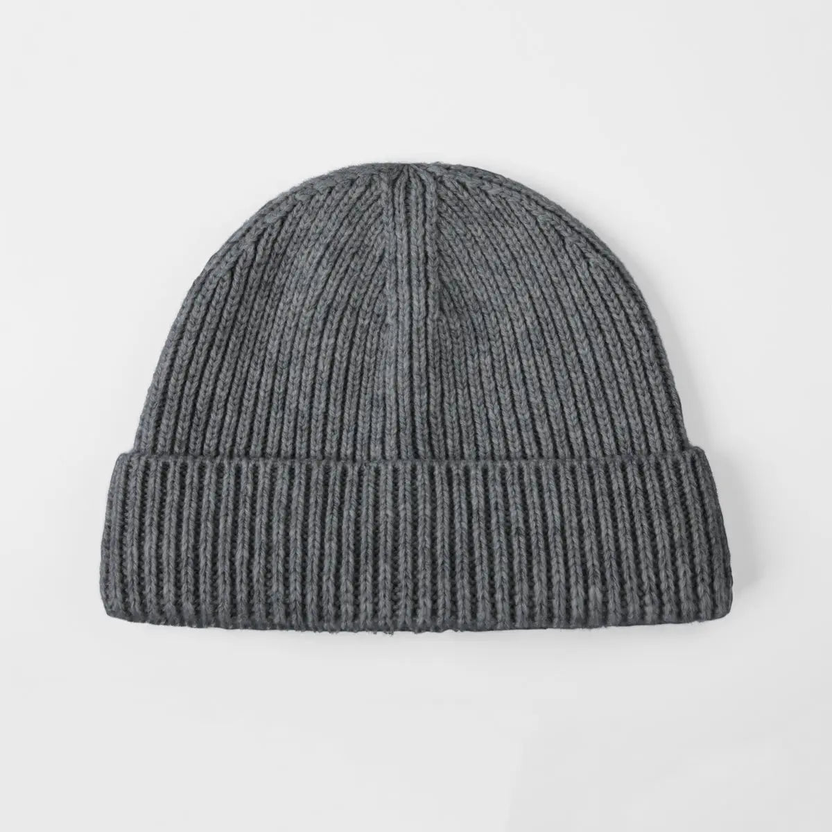 Merino Fisherman Beanie in Grey, side