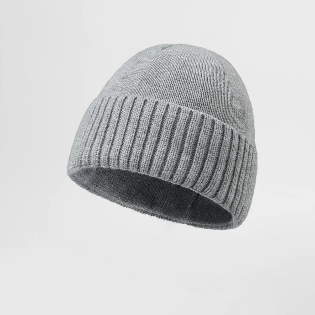 Classic Rib Wool Beanie in Light Grey