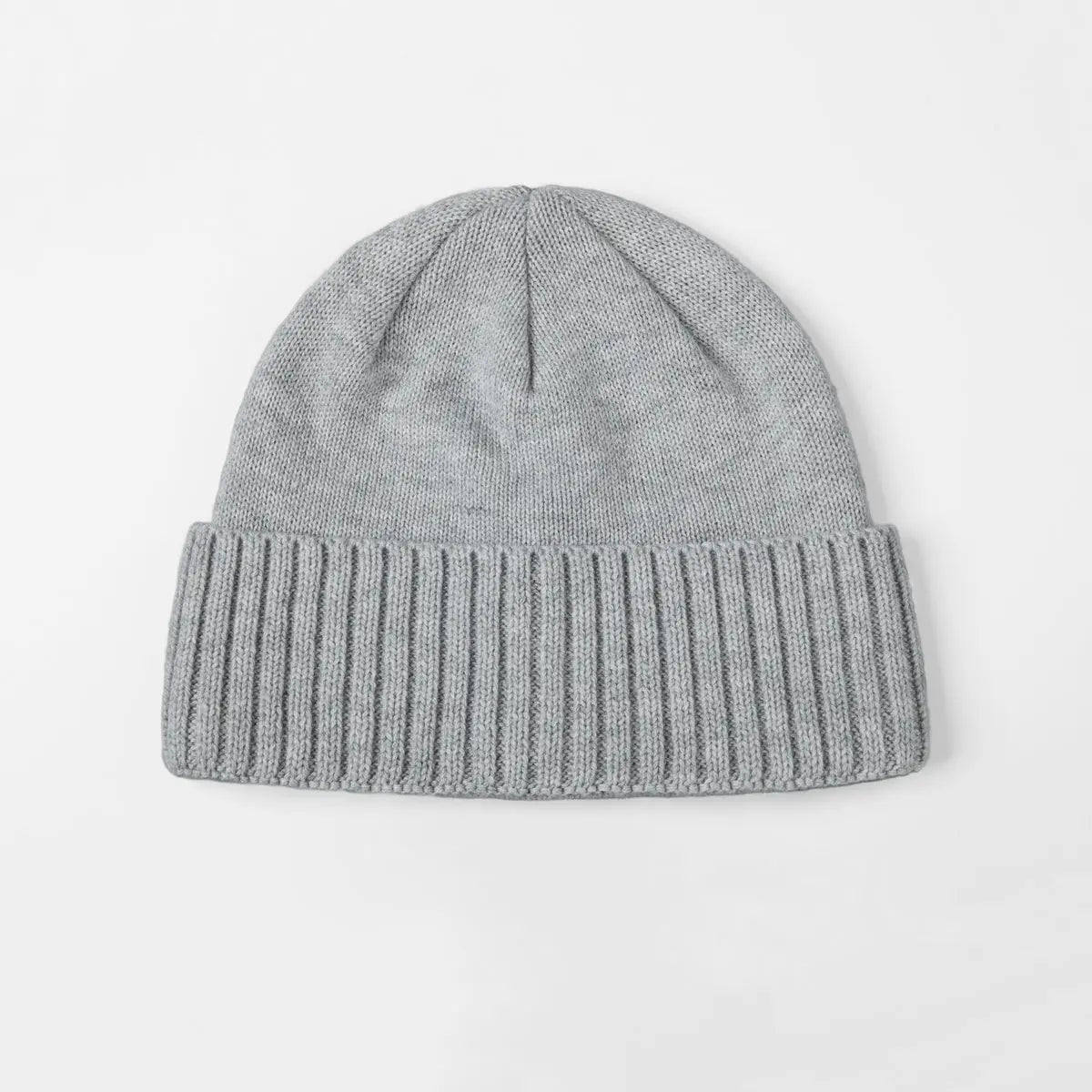 Classic Rib Wool Beanie in Light Grey, side