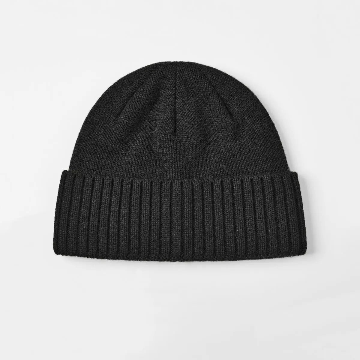Classic Rib Wool Beanie in Black, side