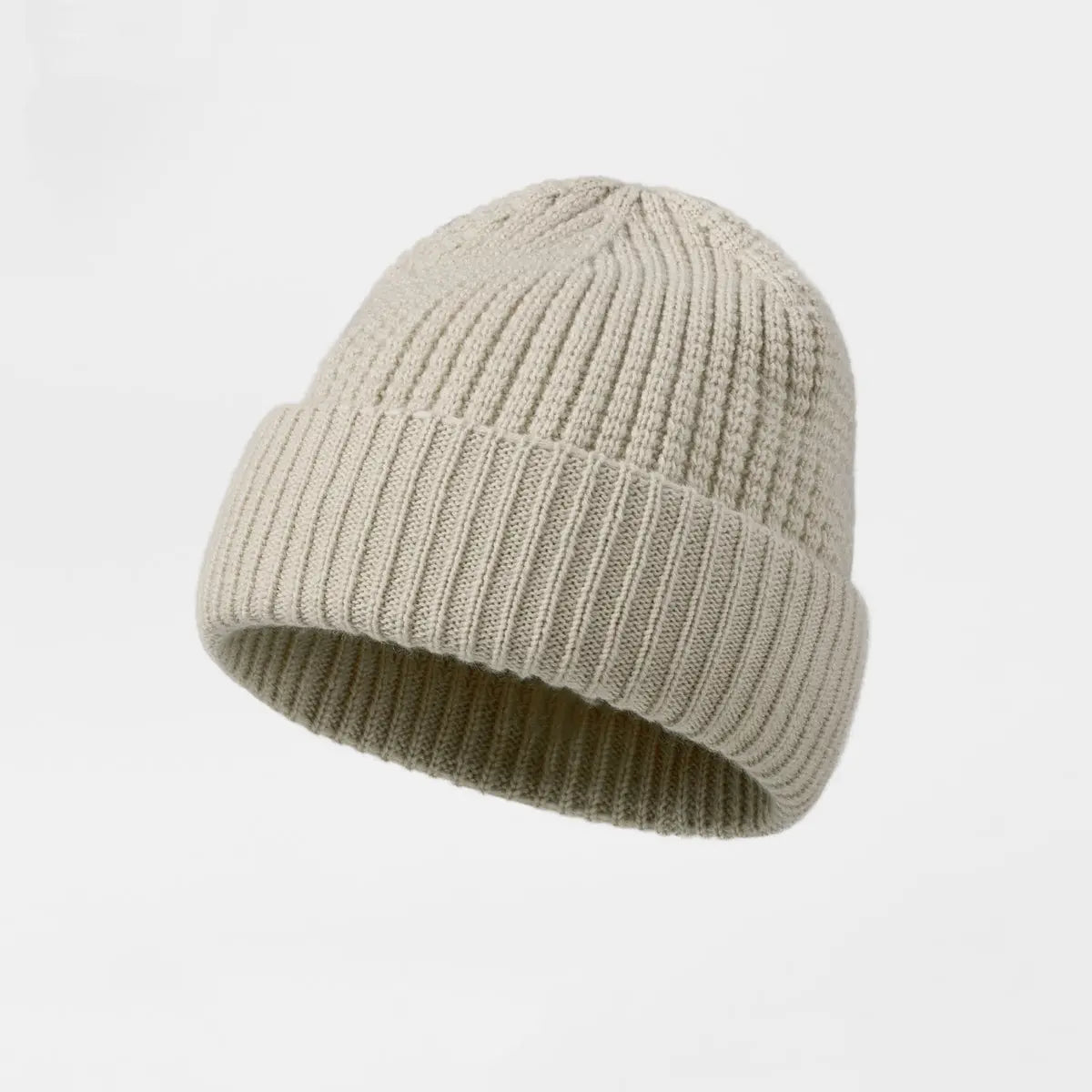 Waffle Knit Wool Beanie in Oat