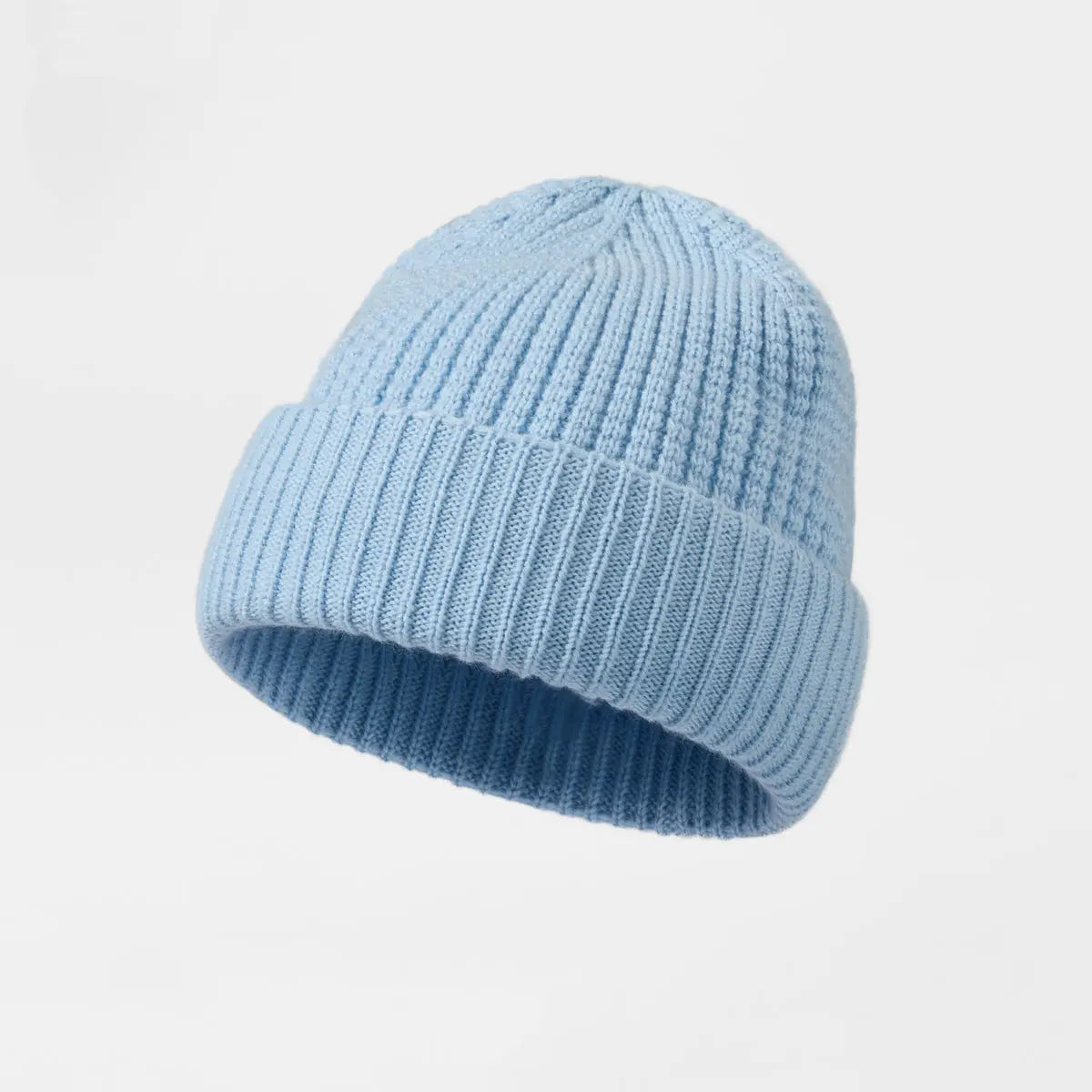 Waffle Knit Wool Beanie in Ice Blue