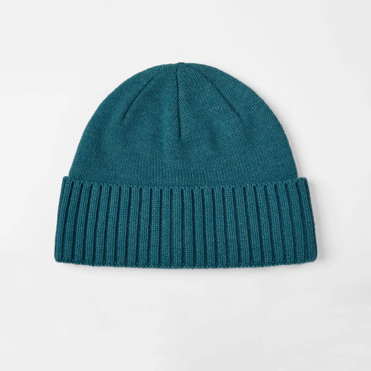 Classic Rib Wool Beanie in Teal, side