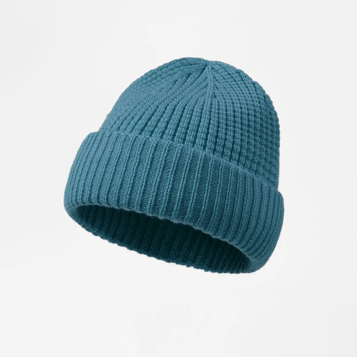 Waffle Knit Wool Beanie in Teal