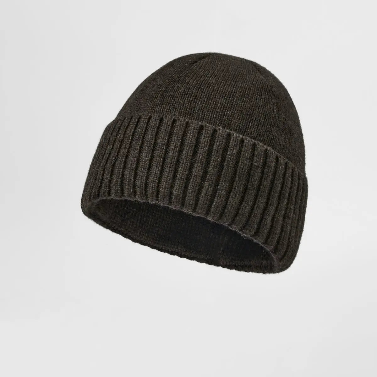 Classic Rib Wool Beanie in Brown